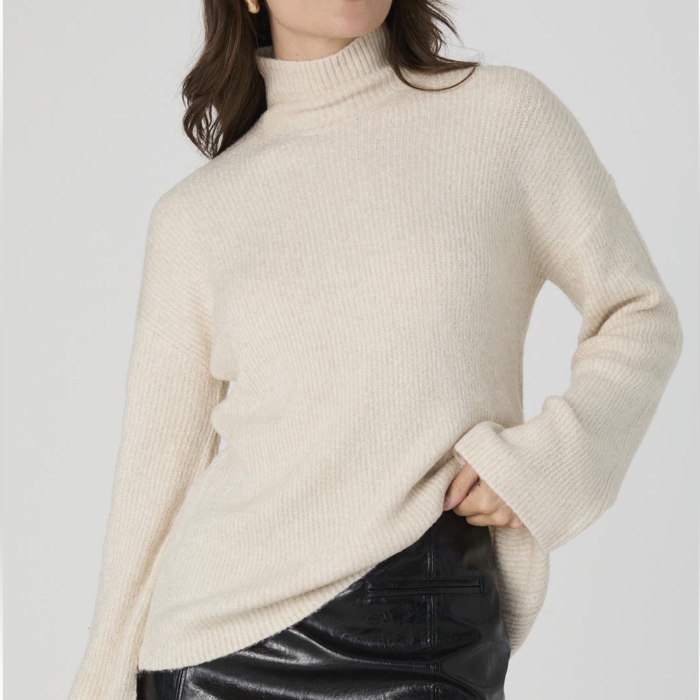 French Connection Flossy High Neck Bell Sleeve Sweater - Beige - Size XS - NWOT